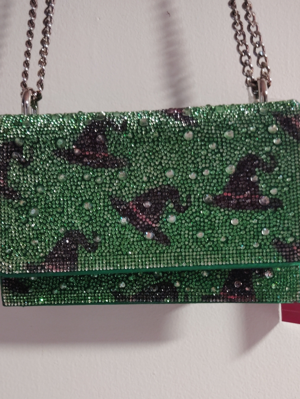 Betsey Johnson Witch Hat Crystal Embellished Green Crossbody Bag